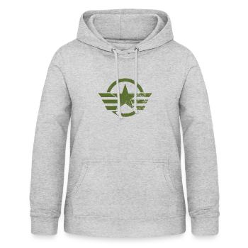 Militär Shirt - Frauen Hoodie - Hellgrau meliert - Vorne - AI Model Female 172 light (172cm)