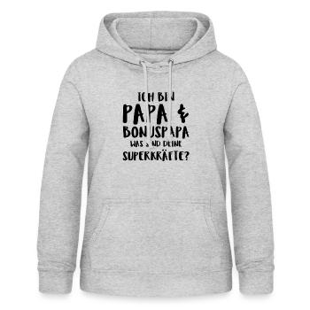 Ich Bin Papa Bonuspapa Was Sind Deine Superk - Frauen Hoodie - Hellgrau meliert - Vorne - AI Model Female 172 light (172cm)