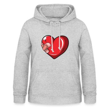 Verletztes Herz mit Pflastern Geschenk - Frauen Hoodie - Hellgrau meliert - Vorne - AI Model Female 172 light (172cm)