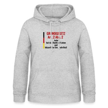 CORONA PROTEST DEMO GRUNDRECHT GRUNDGESETZ - Frauen Hoodie - Hellgrau meliert - Vorne - AI Model Female 172 light (172cm)