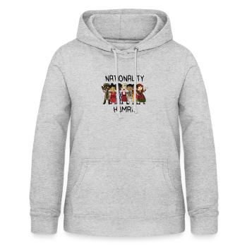 Nationalität Mensch Antirassismus Gegen Nazis - Frauen Hoodie - Hellgrau meliert - Vorne - AI Model Female 172 light (172cm)