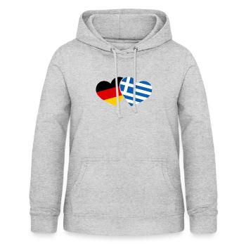 Griechenland und Deutschland Herz Kreta Urlaub - Frauen Hoodie - Hellgrau meliert - Vorne - AI Model Female 172 light (172cm)