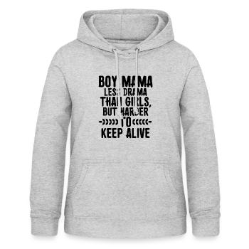 BOY MAMA MOINS DE DRAMA QUE LES FILLES - FÊTE DES MÈRES - Sweat à capuche Femme - gris clair chiné - Devant - AI Model Female 172 light (172cm)
