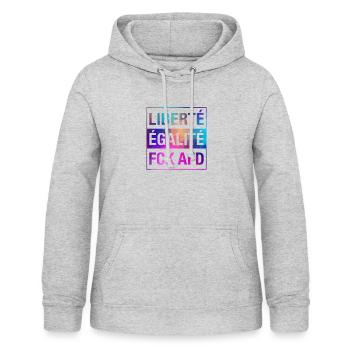 Liberté Égalité FCK AFD Shirt - Frauen Hoodie - Hellgrau meliert - Vorne - AI Model Female 172 light (172cm)