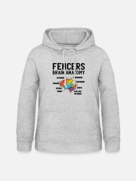 Fechter Gehirn Fechten Geschenkidee - Frauen Hoodie - Hellgrau meliert
