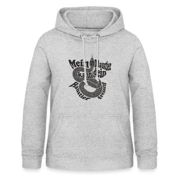 Mein Haustier kann dein Haustier fressen - Frauen Hoodie - Hellgrau meliert - Vorne - AI Model Female 172 light (172cm)
