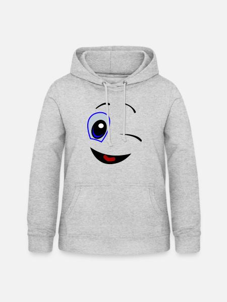 Zwinkern - Frauen Hoodie - Hellgrau meliert