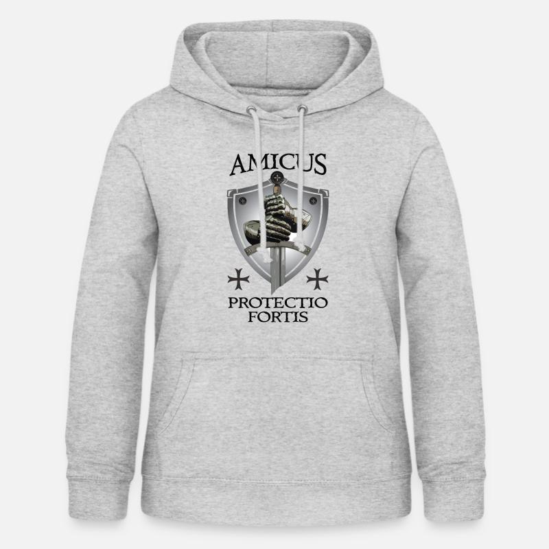 Crusader + Amicus Protectio Fortis - Women's Hoodie - light heather grey