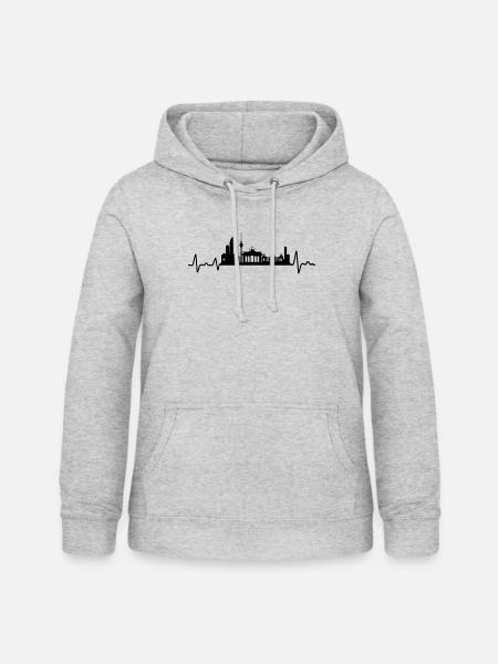 Berlin Herzschlag Skyline Berliner Geschenk - Frauen Hoodie - Hellgrau meliert