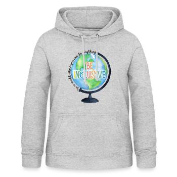 Dans A World You Can Be Anything Be Inclusive - Sweat à capuche Femme - gris clair chiné - Devant - AI Model Female 172 light (172cm)
