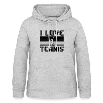 J’adore le tennis - Sweat à capuche Femme - gris clair chiné - Devant - AI Model Female 172 light (172cm)