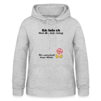 Gästebuch Gästeliste 60. Geburtstag Erinnerung - Frauen Hoodie - Hellgrau meliert - Vorne - AI Model Female 172 light (172cm)