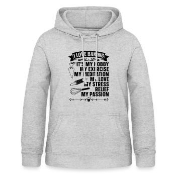J’adore Baking Baker Bakery Chef Cupcake Bake - Sweat à capuche Femme - gris clair chiné - Devant - AI Model Female 172 light (172cm)