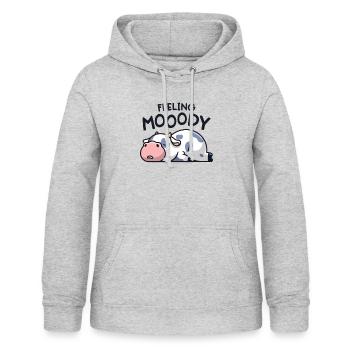 Feeling Mooody Funny Moody Cow Lazy Farm Girl - Women's Hoodie - light heather grey - Front - AI Model Female 172 light (172cm)