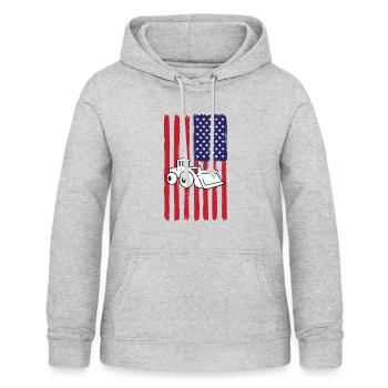 USA Chargeuse sur pneus Amérique - Sweat à capuche Femme - gris clair chiné - Devant - AI Model Female 172 light (172cm)