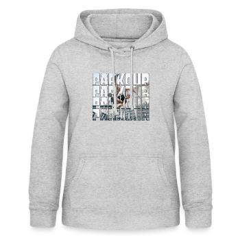 parkour - Frauen Hoodie - Hellgrau meliert - Vorne - AI Model Female 172 light (172cm)
