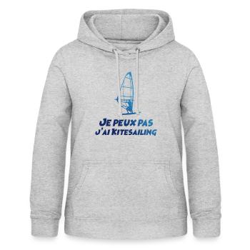 Je peux pas j'ai Kitesailing - Sweat à capuche Femme - gris clair chiné - Devant - AI Model Female 172 light (172cm)