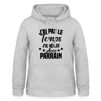 pas le temps j ai bêtise avec parrain - Sweat à capuche Femme - gris clair chiné - Devant - AI Model Female 172 light (172cm)