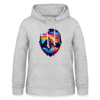 Camping in der Landschaft am See mit Bergen - Frauen Hoodie - Hellgrau meliert - Vorne - AI Model Female 172 light (172cm)