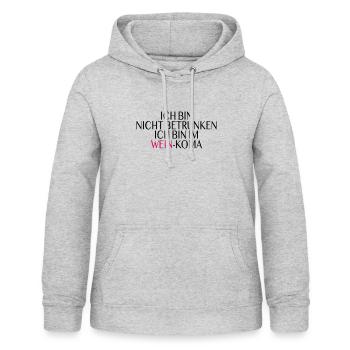 Wein Koma Spruch - Frauen Hoodie - Hellgrau meliert - Vorne - AI Model Female 172 light (172cm)