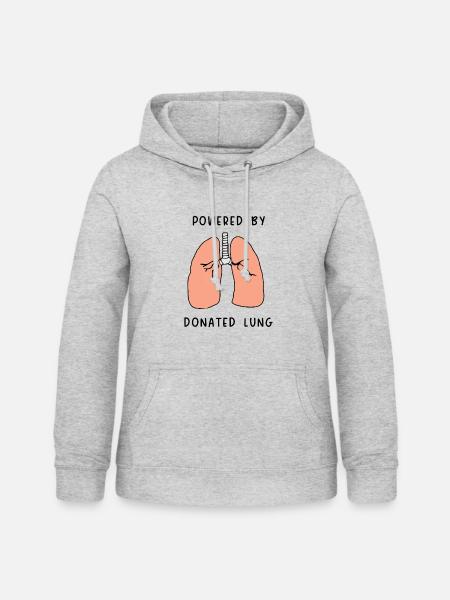 powered by donated Lung - Frauen Hoodie - Hellgrau meliert