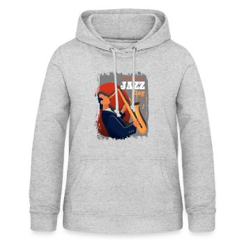 Jazz Musik Improvisation Festival - Frauen Hoodie - Hellgrau meliert - Vorne - AI Model Female 172 light (172cm)
