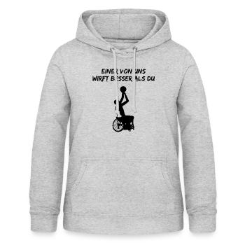 Rollstuhl Basketball Spieler Lustiger Spruch - Frauen Hoodie - Hellgrau meliert - Vorne - AI Model Female 172 light (172cm)