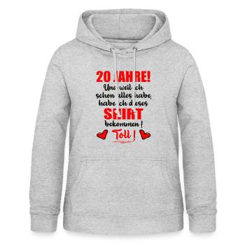 Lustiges Geburtstagsshirt 20 Jahre zum Geburtstag - Frauen Hoodie - Hellgrau meliert - Vorne - AI Model Female 172 light (172cm)