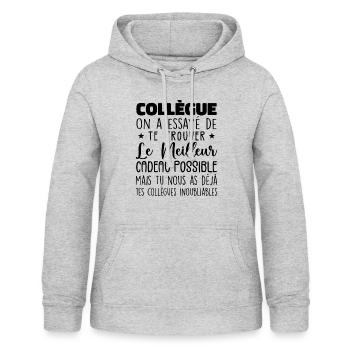 Mes Collègues Sont Inoubliables Et Extra - Sweat à capuche Femme - gris clair chiné - Devant - AI Model Female 172 light (172cm)