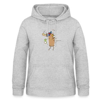 Kiwi joue au baseball oiseau et aux fruits - Sweat à capuche Femme - gris clair chiné - Devant - AI Model Female 172 light (172cm)