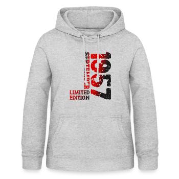1957 September Limited Edition 66. Geburtstag Deko - Frauen Hoodie - Hellgrau meliert - Vorne - AI Model Female 172 light (172cm)