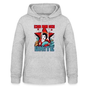 Comrades, unite! A socialist parody - Women's Hoodie - light heather grey - Front - AI Model Female 172 light (172cm)