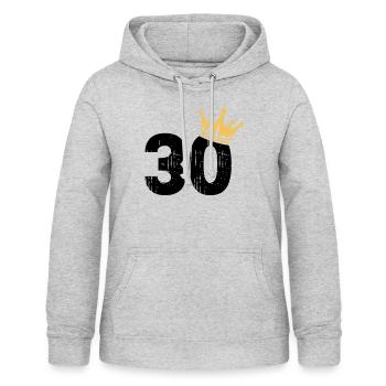 30 Krone 30. Geburtstag 30 Jahre - Frauen Hoodie - Hellgrau meliert - Vorne - AI Model Female 172 light (172cm)
