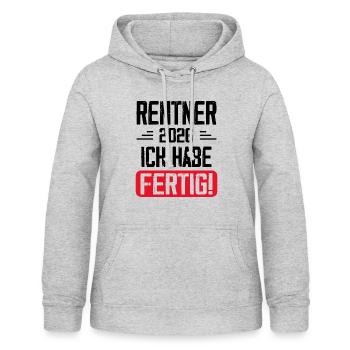 Rentner 2026 Ruhestand Geschenk - Frauen Hoodie - Hellgrau meliert - Vorne - AI Model Female 172 light (172cm)