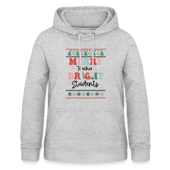 Merry Teacher - Christmas Teacher Retro Groovy - Frauen Hoodie - Hellgrau meliert - Vorne - AI Model Female 172 light (172cm)