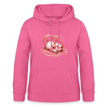 Schwein lockiges Herz Schwanz Valentinstag schlammige Liebe - Frauen Hoodie - Pink - Vorne - AI Model Female 172 light (172cm)