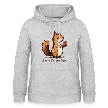 Je vais garder ça pour plus tard : Cartoon Squirrel - Sweat à capuche Femme - gris clair chiné - Devant - AI Model Female 172 light (172cm)