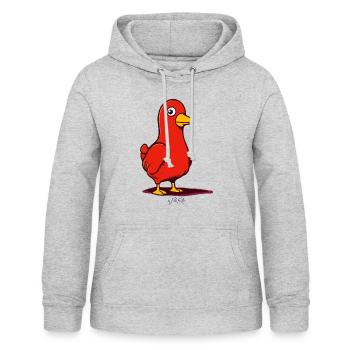 Der verdächtige Cartoon Vogel - Frauen Hoodie - Hellgrau meliert - Vorne - AI Model Female 172 light (172cm)