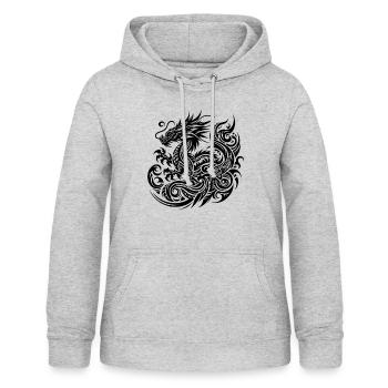 Dragon Tribal Tattoo Kunstvolles Design - Frauen Hoodie - Hellgrau meliert - Vorne - AI Model Female 172 light (172cm)