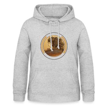 Queen Comb Chien Toilettage Texte Couronne Toiletteur Femelle - Sweat à capuche Femme - gris clair chiné - Devant - AI Model Female 172 light (172cm)