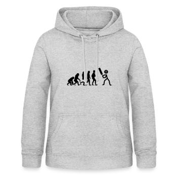 Drôle d’évolution de cricket - Sweat à capuche Femme - gris clair chiné - Devant - AI Model Female 172 light (172cm)