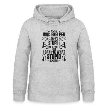 Femme de ménage drôle disant citation de femme de ménage - Sweat à capuche Femme - gris clair chiné - Devant - AI Model Female 172 light (172cm)