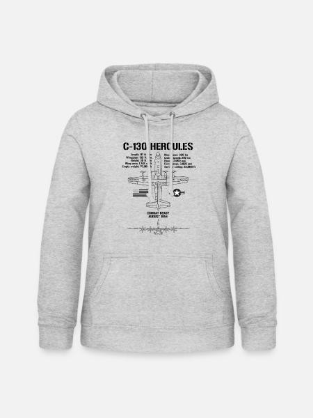 C-130 Hercules Specs Militärflugzeug C130 - Frauen Hoodie - Hellgrau meliert