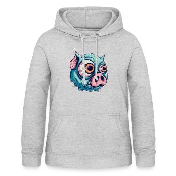 Juste un autre cochon psychopathe zombie de dessin animé - Sweat à capuche Femme - gris clair chiné - Devant - AI Model Female 172 light (172cm)