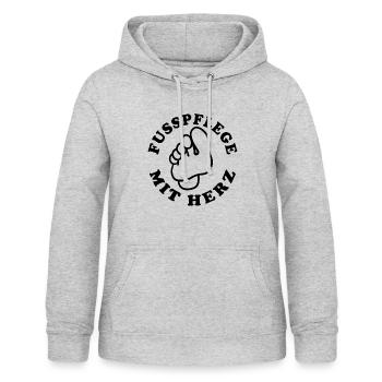 Fußpflege mit Herz - Fuß - Füße - Spruch - Frauen Hoodie - Hellgrau meliert - Vorne - AI Model Female 172 light (172cm)