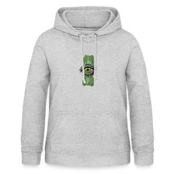 Blick in der Entwicklung: Reptilienauge - Frauen Hoodie - Hellgrau meliert - Vorne - AI Model Female 172 light (172cm)