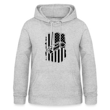 Harmonica Instrument Harmonica US Flag Harmonica M - Sweat à capuche Femme - gris clair chiné - Devant - AI Model Female 172 light (172cm)