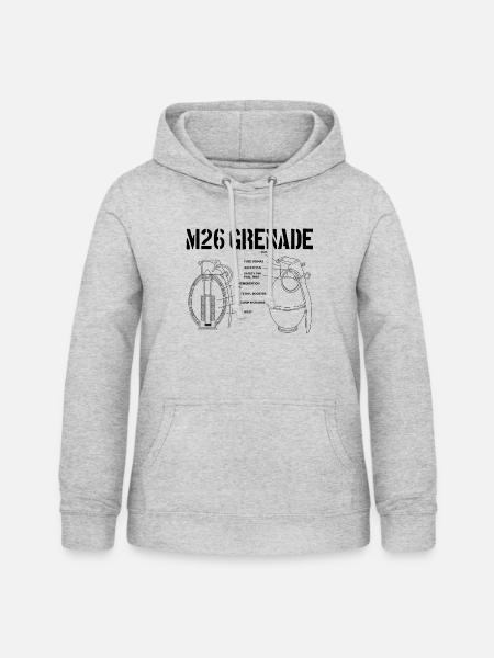 M26-Granate-Schema Grenadier M26-Granate - Frauen Hoodie - Hellgrau meliert