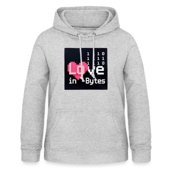 Liebe in Bytes Pixel Art - Frauen Hoodie - Hellgrau meliert - Vorne - AI Model Female 172 light (172cm)
