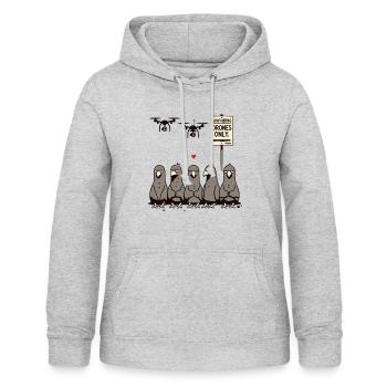 Tauben arbeitslos – Drohnen übernehmen - Frauen Hoodie - Hellgrau meliert - Vorne - AI Model Female 172 light (172cm)
